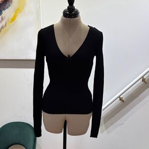 H&M Black V-Neck Ribbed Top